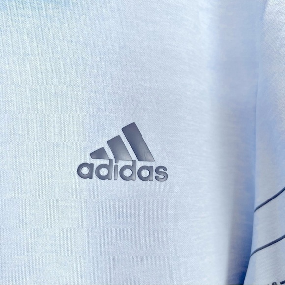 Adidas Men's Athleisure Light Blue Line Design 3 Button Polo Shirt XL - Picture 5 of 11